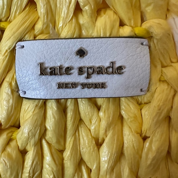 KATE SPADE NEW WOVEN TOTE PICNIC PERFECT STYLE IN LEMON ACRYLIC HANDLES - Picture 13 of 15